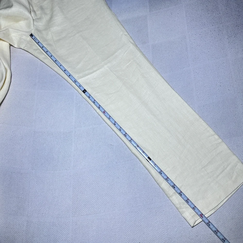 Tommy Bahama Mahalo Bay Pants Mens 38x32 Linen Blend Herringbone Creme Yellow